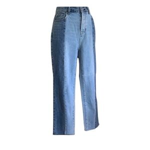 PACSUN 2-tone denim hi-rise straight ankle jeans ragged hem, button fly. 25
